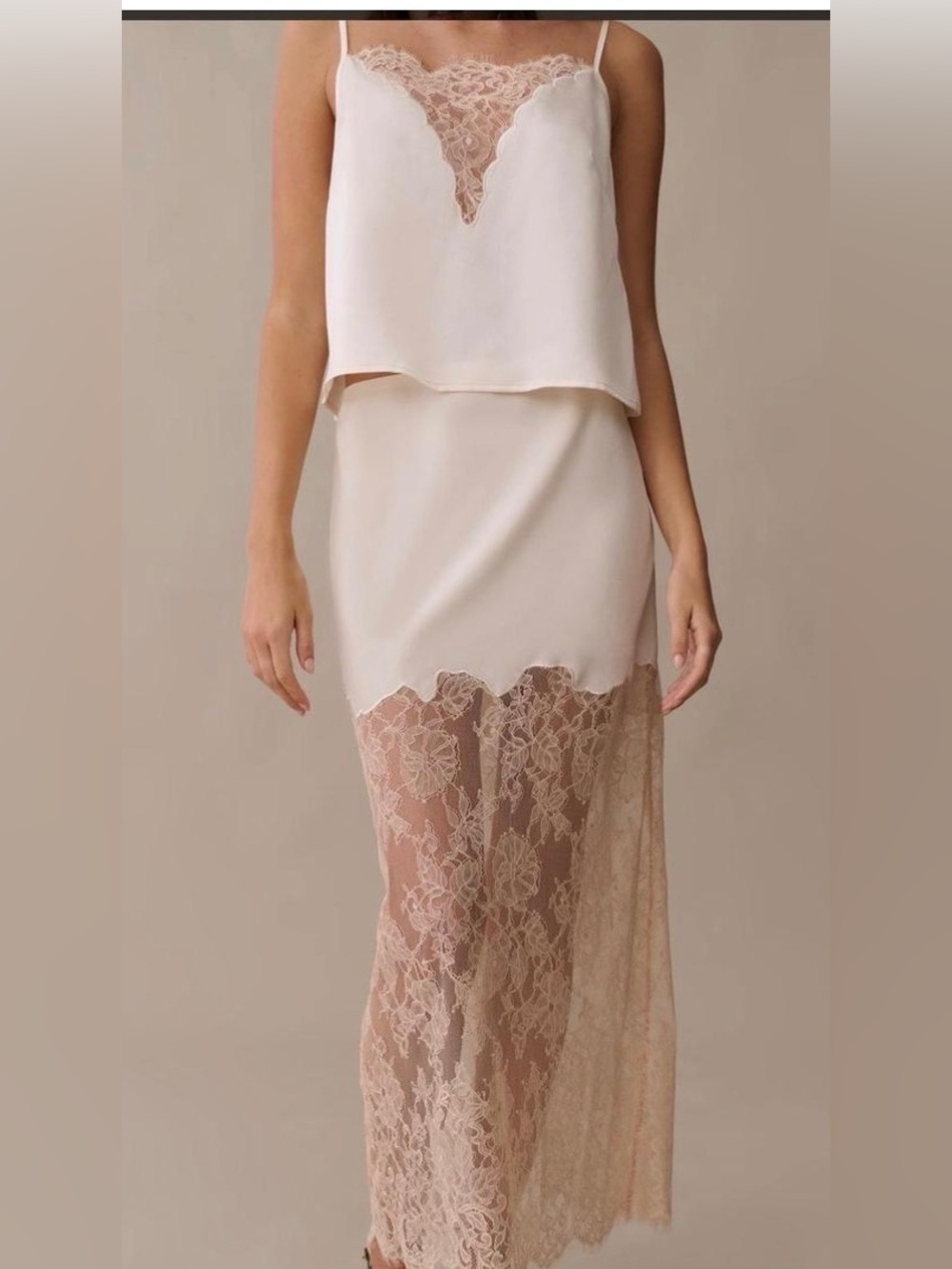 O.P.T. One Pretty Time Cream midi skirt